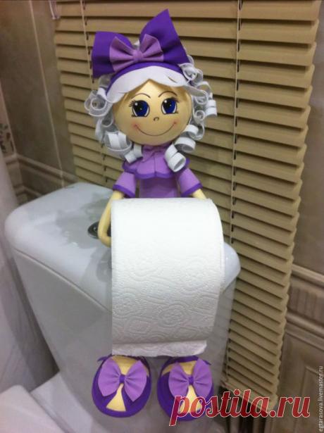 Купить Кукла-держатель для туалетной бумаги - фиолетовый, кукла ручной работы, кукла, кукла в подарок