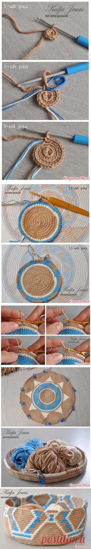 О вязании жаккарда крючком по кругу: схемы, Видео- и фото-МК сумки "Мочила"