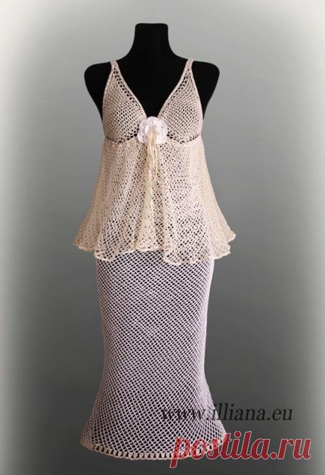 Идея для вязаного крючком платья-сарафана...Crochet robe de mariages. par Illiana sur Etsy
