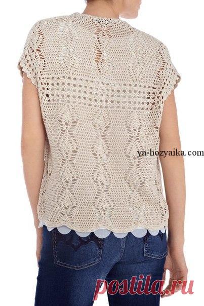Шикарный жилет крючком описание. Летний женский жилет крючком