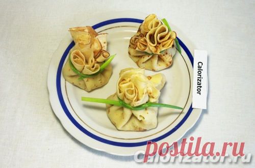 Блинные мешочки с грибами