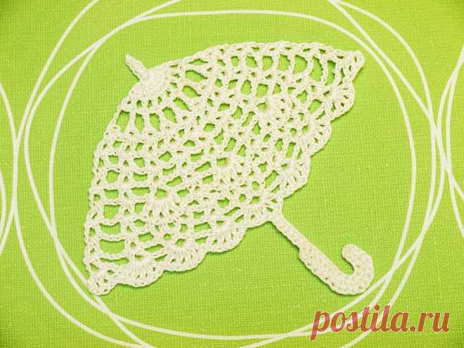 傘のモチーフ（編み図付き、かさ、アンブレラ、いちご、イチゴ、苺） : Crochet a little