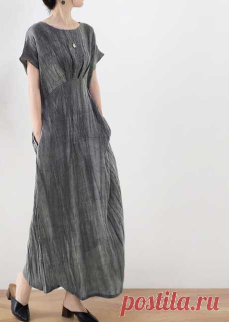 Women linen maxi dress with pockets loose fitting dress | Etsy