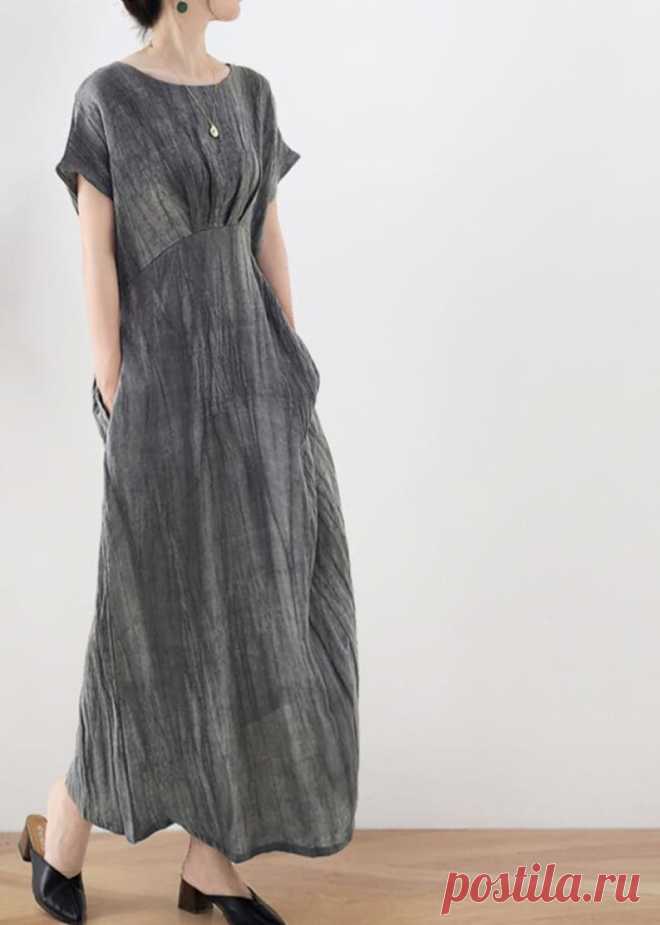 Women linen maxi dress with pockets loose fitting dress | Etsy