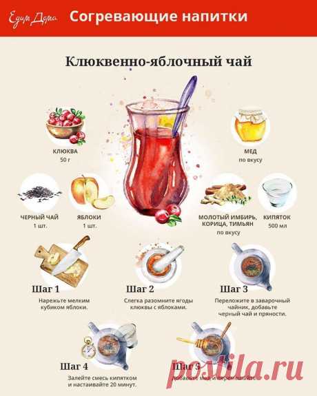 Клюквенно-яблочный чай (согревающий) от Юлии Высоцкой