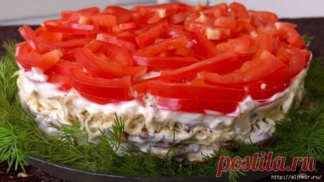 Нашла классный рецепт салата с необычным сочетанием опят и куриных сердечек