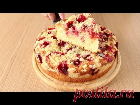 Клубничный пирог с крошкой Выпечка на скорую руку