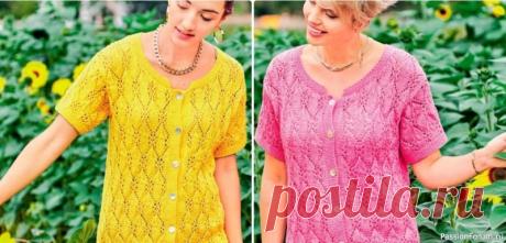 Ажурный жакет с короткими рукавами. Описание и схема | Вязание для женщин спицами. Схемы вязания спицами