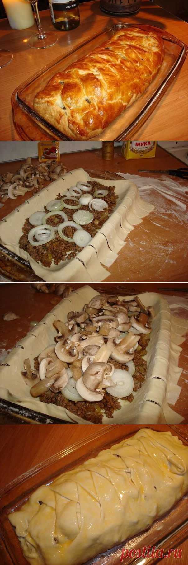 Быстрый мясной пирог с грибами | Готовим вместе