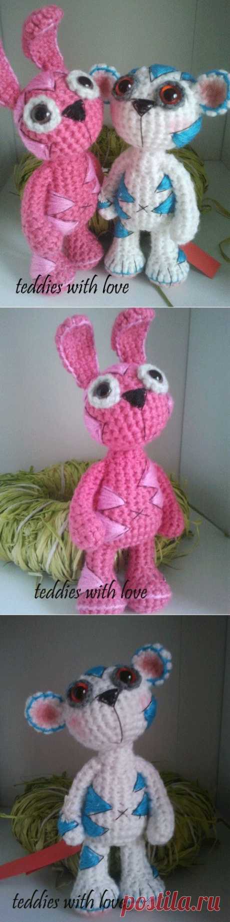 Crochet bunny teddy bear pattern PDF. от teddieswithlove на Etsy