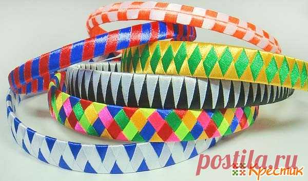МАСТЕР КЛАССЫ ПО ПЛЕТЕНИЮ РАЗНОЦВЕТНЫМИ ЛЕНТАМИ НА ОБОДКЕ ДЛЯ ВОЛОС