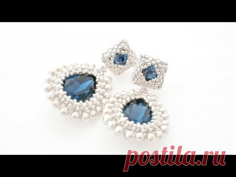 Серьги из бисера и кристаллов Swarovski