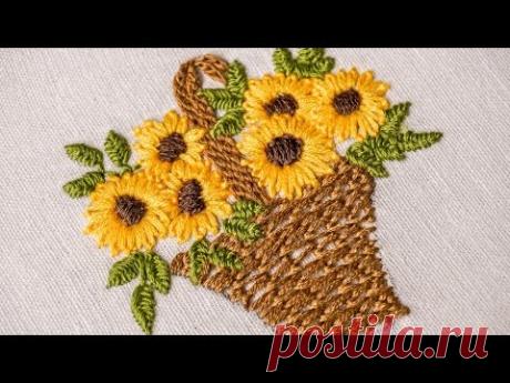Hand Embroidery | Designs for Baby Clothes | Flower Basket | HandiWorks #47