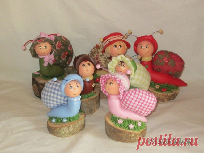 Забавные игольницы УЛИТКИ из холодного фарфора