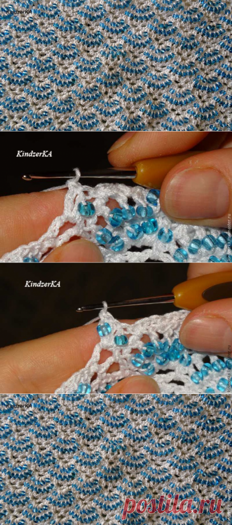 Осваиваем вязание с бисером: провязываем бисер в столбиках с накидом