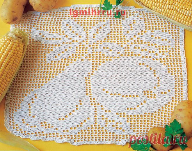 Белая филейная салфетка. Вязание крючком со схемами и описанием