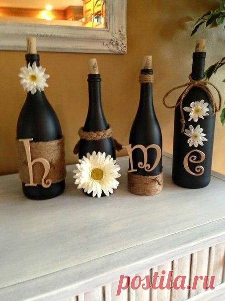 Декор бутылок в интерьере
