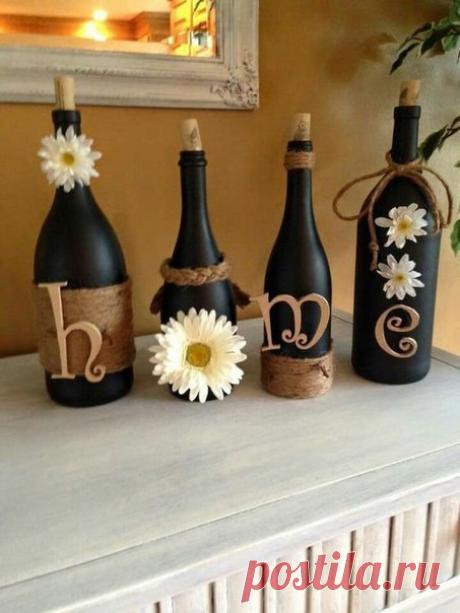 Декор бутылок в интерьере