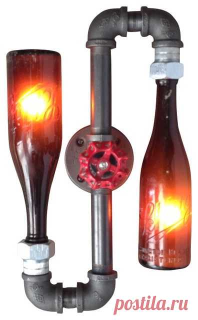 Contorted Sconce, Amber Bottle - Industrial - Wall Sconces - by Peared Creation