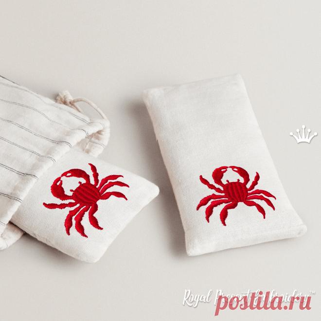 Мини Морской краб Дизайн машинной вышивки - 4 размера