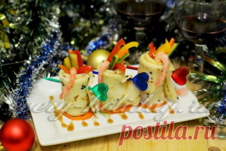 Закуска из блинов с начинкой: рецепт с фото