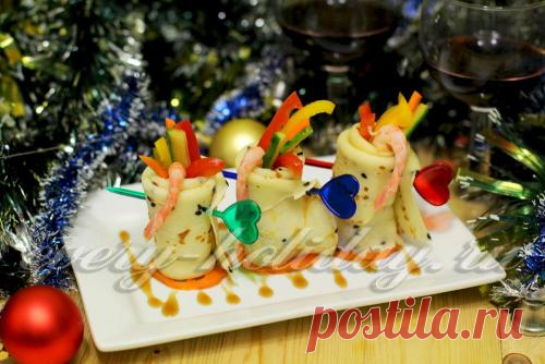 Закуска из блинов с начинкой: рецепт с фото