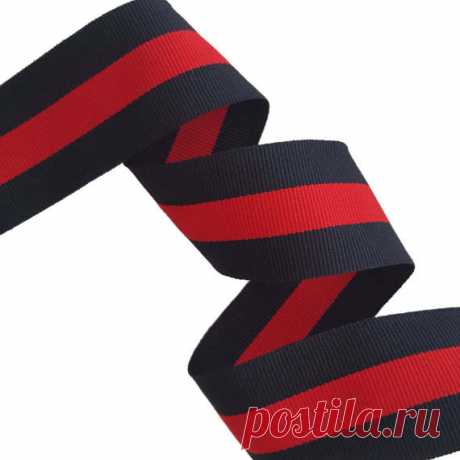 Blue Red Striped Ribbon Trim Double Faced Grosgrain by Craftasy