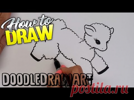 How to Draw a Cartoon Baby Lamb Step by Step | How to draw Baby Animals | Farm Animals