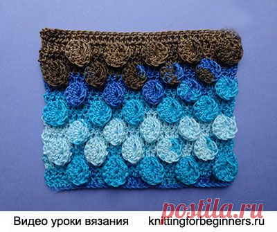 Начинаем вязать – Видео уроки вязания » “Объёмные кружочки” – Узор вязания крючком №37