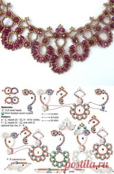 FREE beading pattern for necklace Crystal Rounds - BeadDiagrams.com