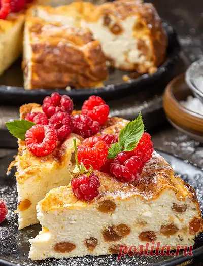 Рецепт творожной запеканки с изюмом