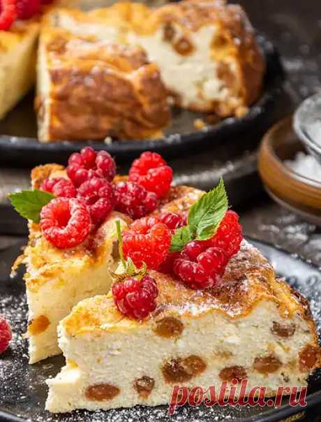 Рецепт творожной запеканки с изюмом