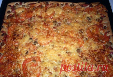 Воскресный пирог из наливного теста (а-ля пицца :)) » Кулинарные рецепты