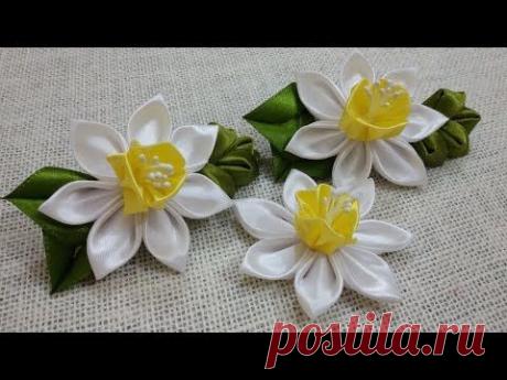 D.I.Y. Satin Kanzashi Daffodils Tutorial - YouTube
