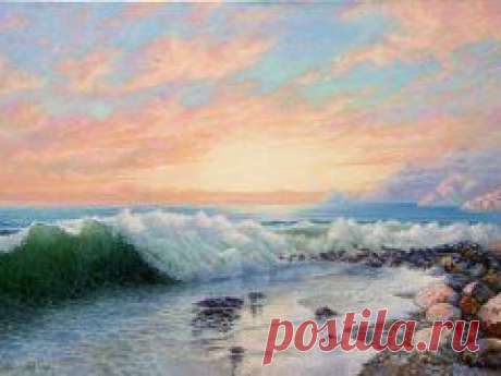 Морская галерея. Розовый прибой. Холст, масло. 800 х 600.