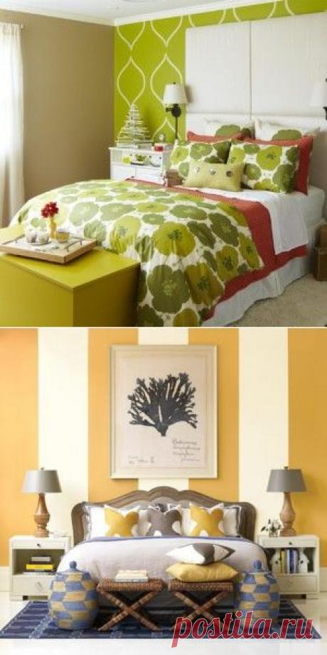 Акцентная стена за изголовьем кровати. 40 идей