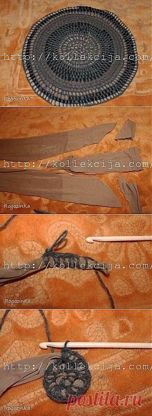 Коврик из капроновых колготок своими руками | Своими руками