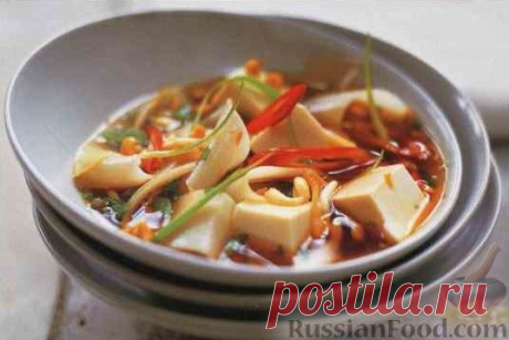 Рецепт: Тайский суп с рисовой лапшой и сыром тофу на RussianFood.com