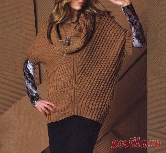 Стильная, красивая безрукавка, связанная диагональным узором резинка (подробное описание и схемы) | Идеи рукоделия | Дзен