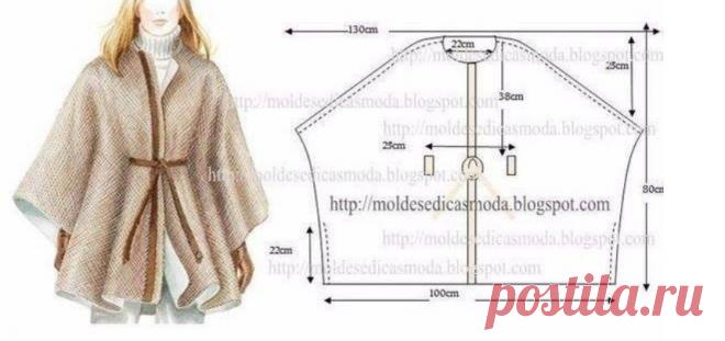 5 вариантов пончо на прохладную погоду с выкройками! Источник