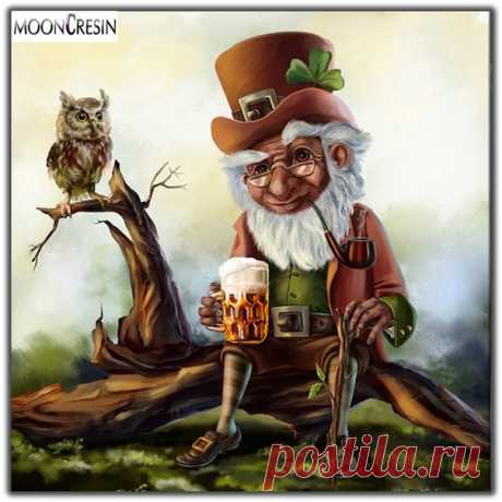 Лепрекон – ирландский гном,
Он по книжкам нам знаком!
Золотых монет горшочек,
Охраняет днём и ночью!
Не отдаст их никому,
Всё ему лишь одному!
Он одет в зелёный цвет,
Не поймать его в сто лет!