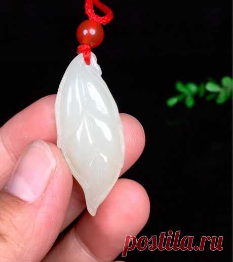 Hetian jade pendant-white jade pendant necklace-leaves | Etsy