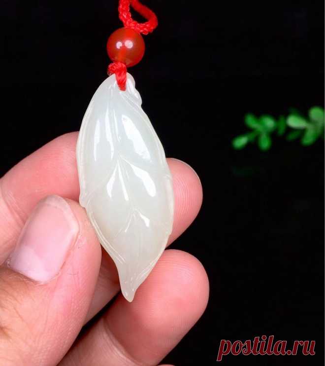 Hetian jade pendant-white jade pendant necklace-leaves | Etsy
