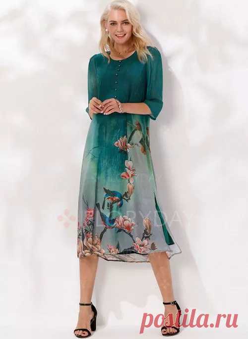 Robes Florale 1/2 manches Mi-longue - Floryday
