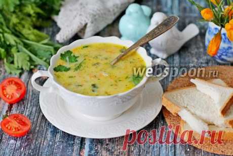 Французский суп с плавленым сыром и курицей