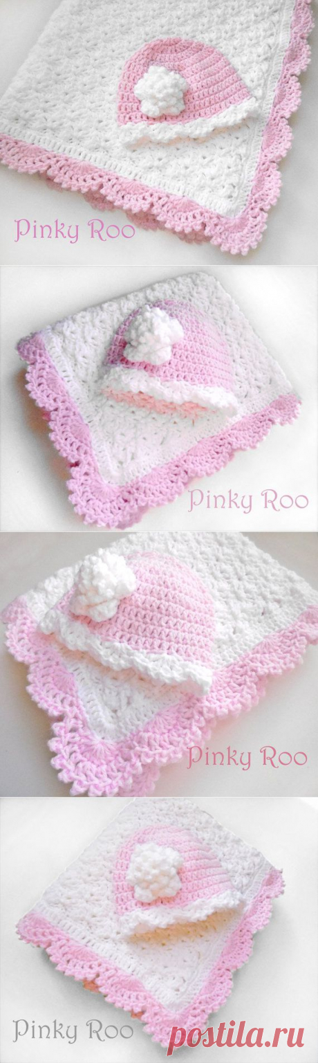 Crochet Baby blanket and hat / Baby girl blanket / от PinkyRoo