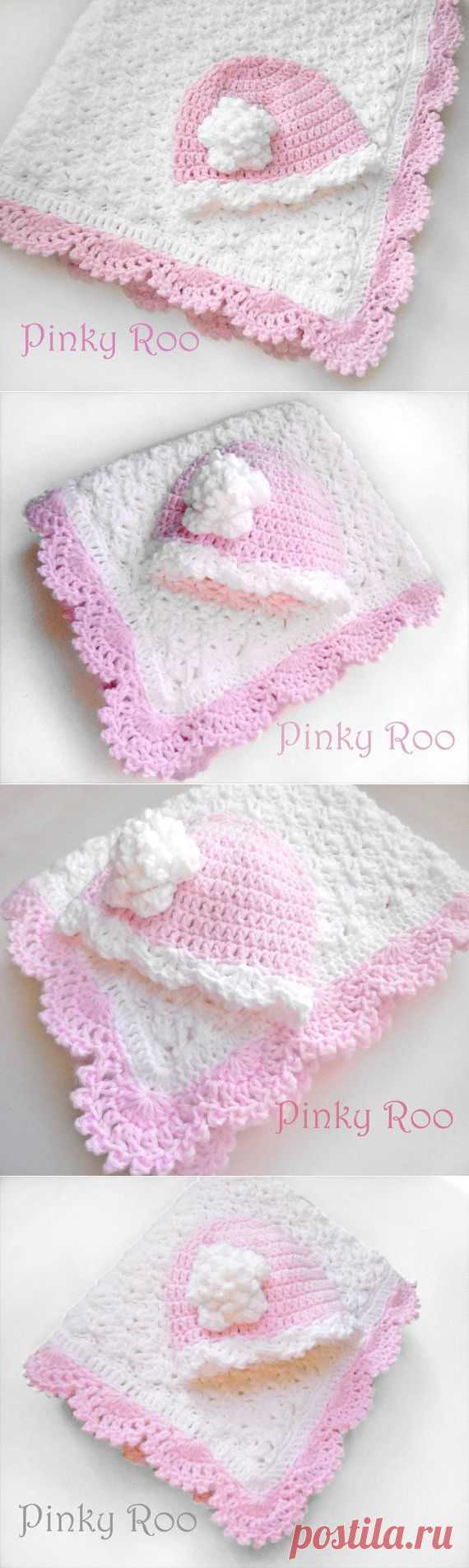 Crochet Baby blanket and hat / Baby girl blanket / от PinkyRoo