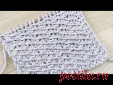 Диагональные полосы! Необыкновенный узор вязаный спицами.