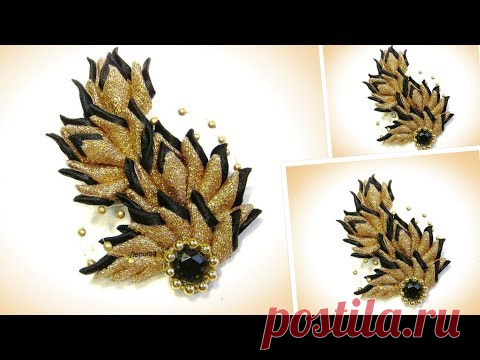 Брошь своими руками из лент, канзаши / diy satin ribbon
