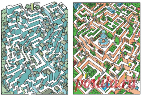 Эта книга для детей постарше, а заодно и родителей. Она захватит вас целиком и отправит в 48 миров-лабиринтов, по которым можно гулять. Яркие, детально прорисованные лабиринты отражают красоты природы, произведения искусства и архитектуру.